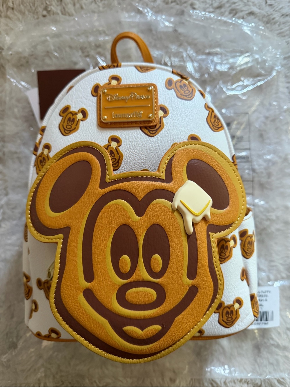 Loungefly White, Brown & Yellow Mickey Honey Drip Mini Backpack